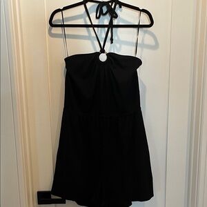 Old Navy Black Halter Romper with Ring Detail